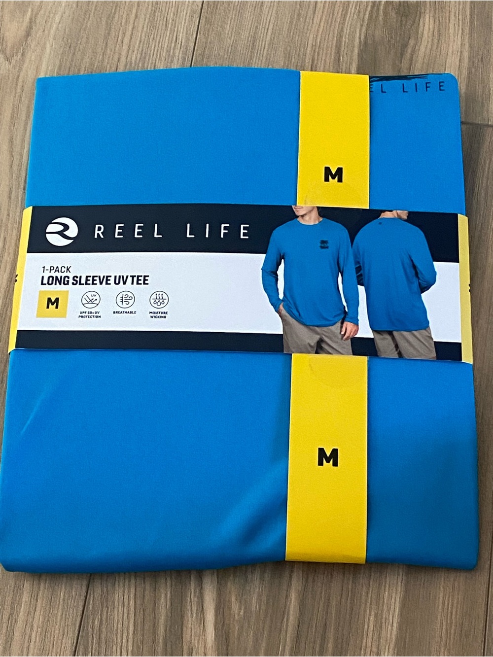 NEW Men’s Medium Reel Life Long Sleeve UV Tee Swim Shirt UPF 50+
